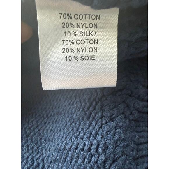 The Westside Tori V-Neck Cable Knit Cotton Sweater in Blue - Picture 6 of 7